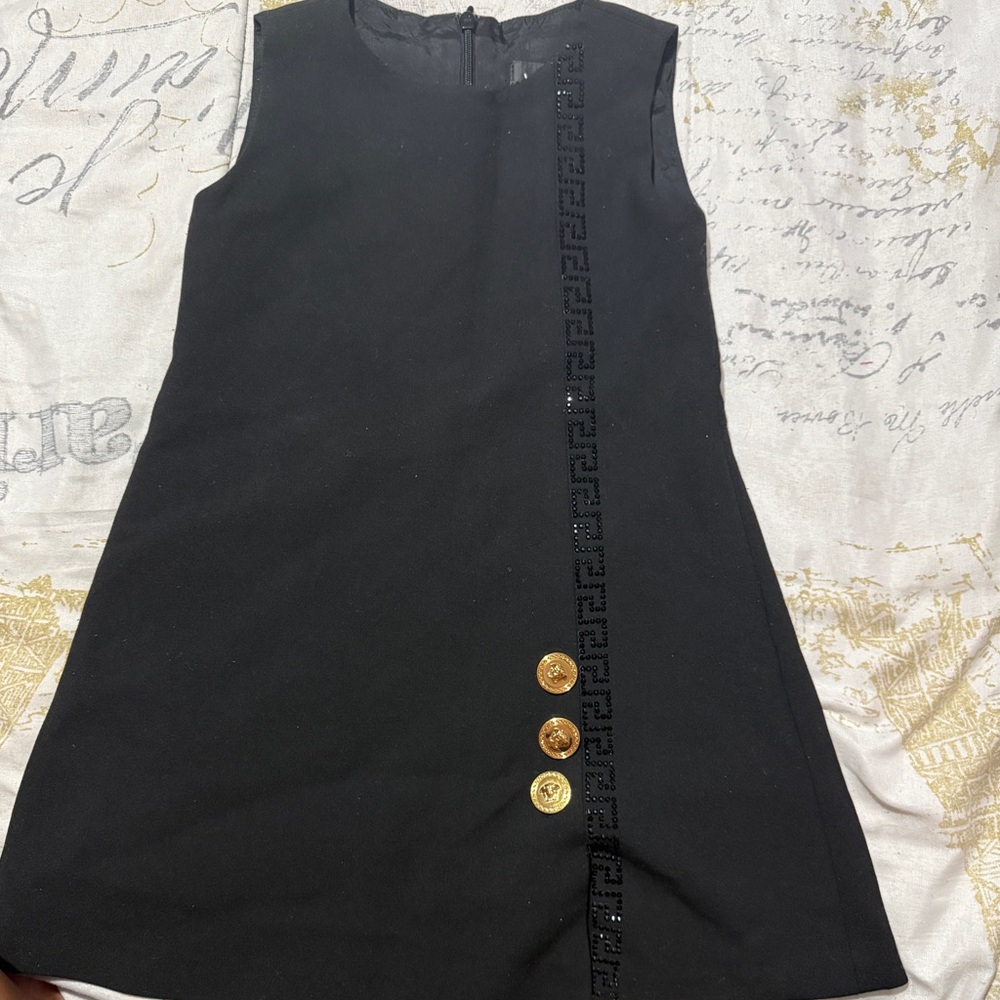 Versace Black and Gold Sheath Mini Dress